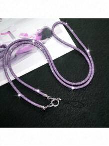 1 Pc Luxury Crystal String Long Diagonal Crossbody Purse Strap, Fashion Rhinestone Phone Lanyard, High-End - Multicolor - View 15