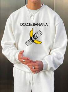 Men's Crew Neck Long Sleeve Digital Print Casual Pullover Sweatshirt - White - View 1