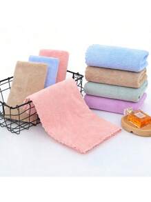 1 Pack Of Mixed Colors (Pink, Gray, Green, Blue, Purple, Lake Blue) Coral Velvet Solid Color Cut Edge Face Wash Towel Soft Absorbent Hand Towel Household Breathable Towel, Household Multifunctional Towel, Highly Absorbent Towel (4 Sizes Available 35*75, 50*100, 70*140, 100*150)