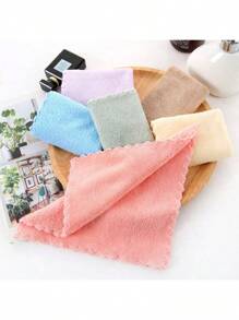 1 Pack Of Mixed Colors (Pink, Gray, Green, Blue, Purple, Lake Blue) Coral Velvet Solid Color Cut Edge Face Wash Towel Soft Absorbent Hand Towel Household Breathable Towel, Household Multifunctional Towel, Highly Absorbent Towel (4 Sizes Available 35*75, 50*100, 70*140, 100*150)