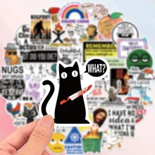 50 piezas/Paquete Pegatinas decorativas de graffiti irónico y humorístico, adecuadas para papelería, cuadernos, botellas de agua, planificadores, fundas de teléfono, equipaje, guitarras
