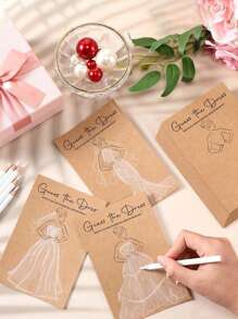 60 piezas - Juegos de ducha nupcial "El vestido" para invitados que incluyen tarjetas de juegos de ducha de boda y lápices solubles en agua. Decoraciones de boda divertidas, suministros para fiestas, ideas de juegos para fiestas de San Valentín y celebraciones festivas