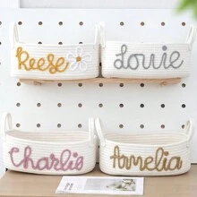 Panier de rangement personnalisé avec nom, panier de rangement de corde, panier de rangement DIY personnalisé avec nom, panier de rangement en corde, rangement pour désordre, cosmétiques, niche pour animaux de compagnie en laine