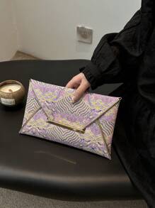 Elegant Vintage Cloud Pattern Minimalist Envelope Clutch Bag, Fashionable Clutch Bags For Woman