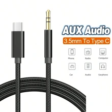 USB-C 转 Aux 线缆 3.5 英尺，Type-C 转 3.5 毫米公头耳机音频插孔线/Aux 插孔线/3.5 毫米耳机车载立体声线，与其他 USB C 转 3.5 毫米 Aux 线缆相比兼容性更高，兼容大多数 Type C 手机 - 黑色 - 查看 1