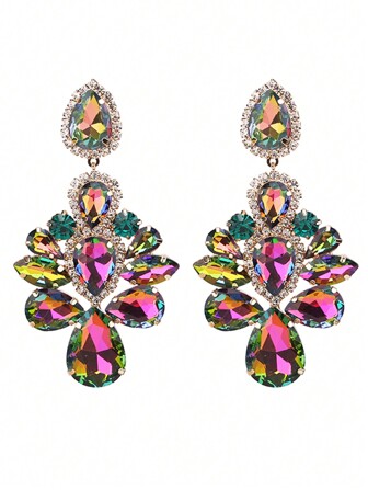 ACEHLN New Design Long Metal Colorful Crystal Drop Earrings High-Quality Fashion Rhinestones Jewelry Accessories For Women Wholesale