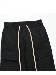 Streetwear Functional Multi-Pocket Zipper Nylon Pants, Loose Relaxed Fit Slim Straight Trousers For Men And Women - Black - View 6
