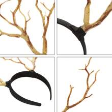 Womens Deer Horn Hair Hoop Girls Halloween Long Antlers Headband Realistic Tree Branches Headdress For Cosplay
