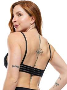 Lace Bra Elastic Comfortable Top Bra With Adjustable Straps Intimate Fashion - màu đen - Xem 2