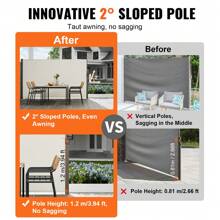 KFFKFF Retractable Side Awning Outdoor Privacy Screen Dimensions Include 79''x 236'' 71''x 138'' 79''x 118'' 79''x 236'' 71''x 118'' 63''x 118'' 71' 'x 138'' 79''x 118'' 180g Polyester Water-Proof Retractable Patio Screen UV 30+ Room Divider Wind Screen For Patio Backyard Balcony Beige Or Gray