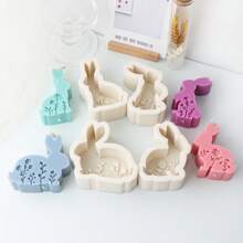2PCS/4PCS Flower Rabbit Silicone Mold 3D Easter Rabbit Candle Mold DIY Animal Forest Rabbit Soap Mold Relievo Flower Bunny Mold