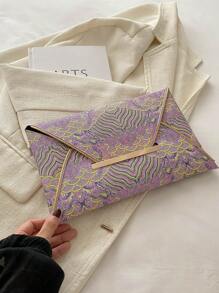 Elegant Vintage Cloud Pattern Minimalist Envelope Clutch Bag, Fashionable Clutch Bags For Woman