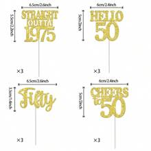 12pcs Happy Birthday Cupcake Toppers, Black Glitter Cake Decoration For 18th, 21st, 30th, 40th, 50th, 60th, 70th Birthday, Anniversary Party Supplies, Available In Black, Gold, Rose Gold