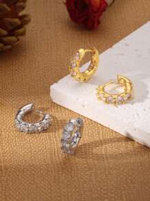 Pendientes de aro con círculo de circonita cúbica de moda