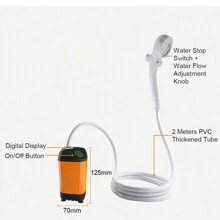 户外露营淋浴便携式电动淋浴泵 IPX7、沙滩必需品、沙滩配件、泳池浮球 - 橘色 - 查看 8