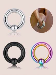1 pieza Aro de nariz de gran tamaño de acero inoxidable, aro de septum de nariz, pendiente de hueso de la oreja, joyería multiusos de perforación corporal de múltiples dimensiones, disponible para hombres y mujeres, propósito especial, perforación a juego, cómodo de llevar