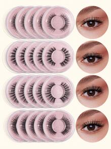 MAGEFY 20Pairs CC Curl Natural Cross Full Mixed Style False Eyelashes,Mix Four Styles,Fluffy Slim For Everyday Use Manga Eyelashes,Travel Essentials - 黑色 - 查看 3