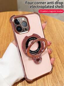 3D New Transparent Anti-Drop TPU Phone Case + Circular Magnetic Holder, Suitable For IPhone 16, Galaxy A04E-A54, S10-S25 Ultra, Note 20, Redmi Note 7/8-13, Redmi 9/10/12/13C, OPPO, MOTO, Honor, HW, Realme, Reno 7 Waterproof Shockproof Scratch Resistant