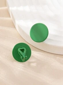 1 Pair Mini Elegant Sweet Enamel Round Clip-On Earrings For Women, Suitable For Festival, Birthday, Date, Party, Holiday, Everyday Commute - Color - View 4