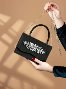 Sac de soirée en velours côtelé fascinant et élégant, sac parfait pour les banquets et les fêtes, luxueux et noble, convient pour assortir les robes de mariée et les robes de soirée, c'est le cadeau idéal pour les femmes pour la Saint-Valentin. - Noir - Voir 3
