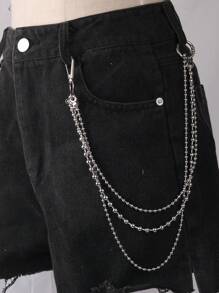 Damski nowy pasek skórzany w stylu punkowym z metalowym łańcuchem, modny dodatek vintage do dżinsów na lato, do szkoły