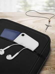 Bolsa para Biblia con letras doradas impresas, funda para Biblia, soporte para Biblia, bolsa de almacenamiento portátil, bolsa para Biblia de tamaño estándar con cremallera y bolsillo, utilizada para el aprendizaje de la Biblia, caja de Biblia con letras, bolsa portátil para Biblia, muy adecuada para el aprendizaje de la Biblia de adultos, mujeres y hombres