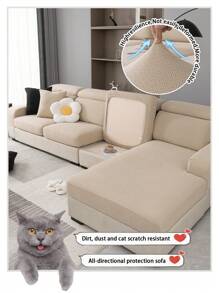 1 pezzo Copripoltrona in velluto jacquard antiscivolo per tutte le stagioni, morbido e delicato sulla pelle, resistente ai peli degli animali domestici, con elastico, adatto per divani ad angolo e da 1/2/3/4 posti (venduto singolarmente) - Cachi - Visualizzare 6