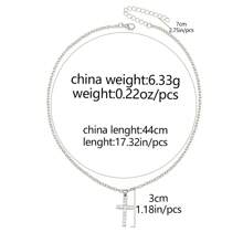 1pc Vintage Cross Pendant Necklace, Choker Necklace For Women - Silver - View 4