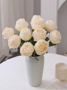 1/3/6支装人造火焰玫瑰，白色，适合母亲节装饰、婚礼季、毕业礼物、烛光晚餐装饰、学校宿舍办公室装饰、户外派对活动节日生日派对装饰、家居入口酒店餐厅客厅卧室婚礼厨房花园装饰、情人节装饰、复活节、春夏装饰，四季皆宜。 - 白色 - 查看 6