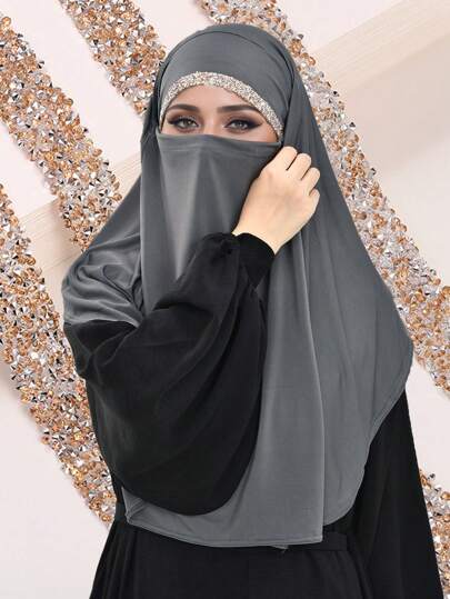 1 pieza Pañuelo de cabeza de color liso malayo con cristal para mujer, turbante multifuncional, transpirable y suave, cómodo, adecuado para diversas ocasiones y vestimenta