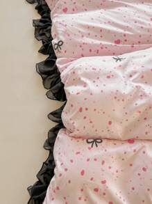 2/3 件蕾丝边羽绒被套（无填充物）（1 个羽绒被套 + 1/2 个枕套），家纺床上用品套装，轻便透气，适合卧室使用 - 浅粉 - 查看 6