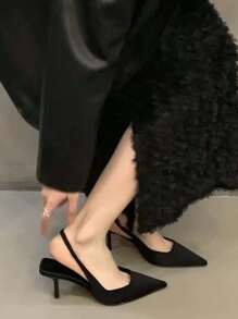 Women's Stylish Pointed Toe Sandals, New Closed Toe Mid Heel Dress Shoes