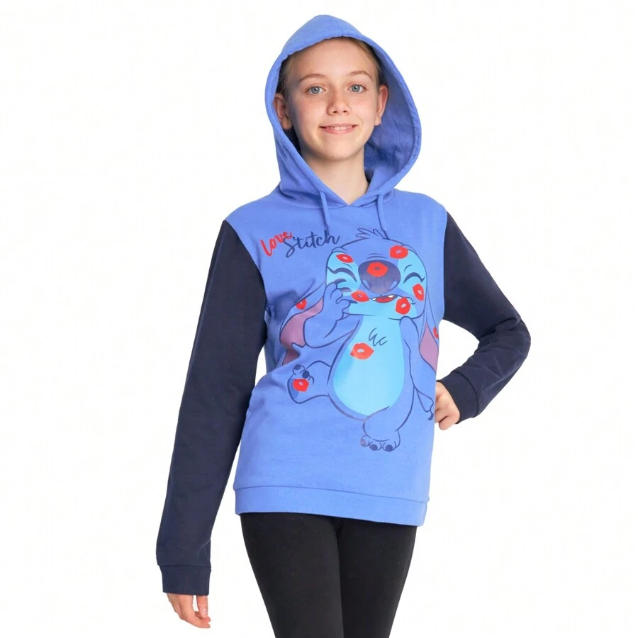 Stitch Hoodie Warm Hooded Sweatshirt Soft Fashion Jumper Casual Activewear Long Sleeve Pullover Gift - Blue - View 1