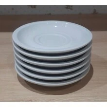 Kit Set Of 6 Saucers For Coffee And Tea Cups - White Porcelain - trắng - Xem 4