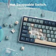 RK ROYAL KLUDGE R75 Wireless Mechanical Keyboard 75% Percent Gaming Keyboard Gasket Mount Custom Keyboard US Layout RGB Backlit With Knob And PBT Keycaps BT5.1/2.4GHz/USB-C Hot Swappable Cream Switch - Xanh lam1 - Xem 4