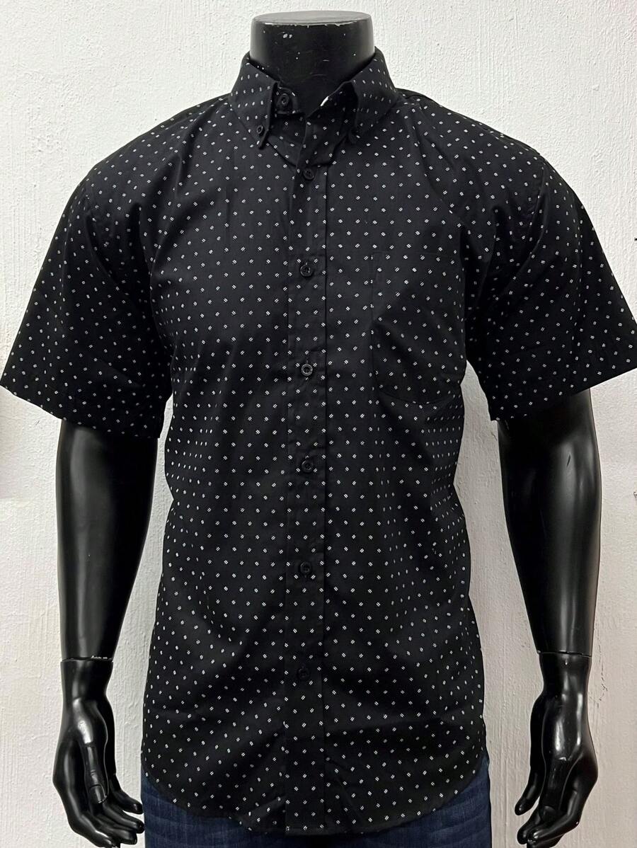 Men Allover Print Shirt Without Tee - Black - View 1