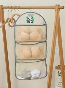1/2 件熊猫图案悬挂式衣柜收纳袋，多层衣柜收纳袋，适用于内衣、袜子，加固悬挂位置，适合宿舍使用 - 熊貓圖案款 - 查看 3