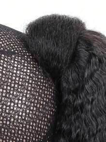 Natural Black Kinky Straight Ponytail Human Hair Extension For Women Real Human Hair With Adjustable Drawstring & Clip-In Design - SNatural - View 6