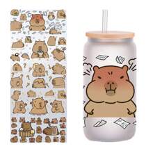 Juego de 5 láminas con diseño de capibara lindo, pegatinas de transferencia UV resistentes al agua con relieve 3D, etiquetas de cristal para decorar vasos de 16 onzas, pegatinas para pared, decoración, scrapbooking, material de alta calidad para decorar gafas, portátiles, teléfonos móviles, neveras, botellas de agua, cuadernos, planificadores, escritorios, manualidades, material con patrones de moda. - Multicolor - Ver 4