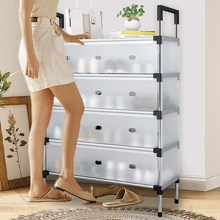 4/5/6/7 Tier Cabinet Storage Organiser Shoe Rack Stand Holder W Dust-Proof Cover