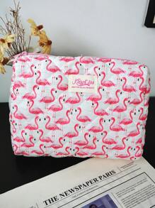 1pc Pink Flamingos Quilting Makeup Bag .Valentine's Day, Love/Lover, Heart, XoX0/Kiss White Travel Make Up Bag,Multifunctiona Cosmetic Bag Bathroom Wash Bag,Jewelry Storage Bag,Perfume Skincare Storage Bag,Brush Bag,Sanitary Napkin Bag,Headphone Bag,Coin Purse,Glasses Bag,Suitable For Home,Travel, School, And Work.Suitable For Women,And Students.Holiday Gifts Birthday Gifts Christmas Gifts Mom's Gift Souvenir - Pink - View 7