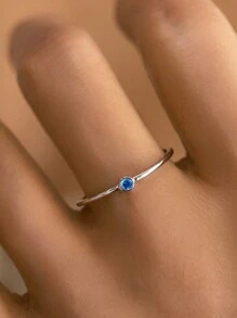1 pezzo Anello decorativo minimalista impilabile in argento sterling 925 con 12 pietre preziose dei segni zodiacali (3mm), design sottile e delicato adatto a donne e ragazze - maneggiare con cura, inclusa confezione regalo - Argento - Visualizzare 8
