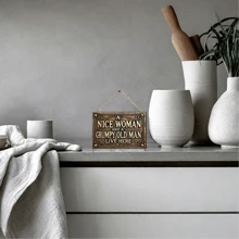 Charming 'Nice Woman And Old For Man' Wooden Sign - Perfect For Home, Bar, Cafe & Garage Wall Decor | Vintage Plaque With Flax Rope Hanger Included - Multicolor - View 5