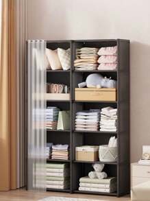 1 chiếc tủ quần áo gấp gọn di động, giá để đồ đa chức năng dễ lắp ráp, lý tưởng cho ký túc xá, căn hộ và nhà cho thuê - Nhiều màu - Xem 16