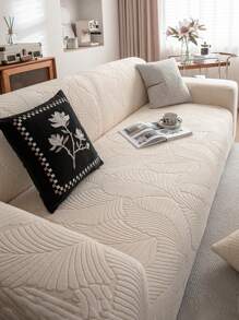 1 件纯色提花弹力沙发套，适合所有季节，可机洗，防宠物，适用于客厅、卧室、餐厅、户外、1/2/3/4 座沙发，附赠防滑条 - 米色 - 查看 5