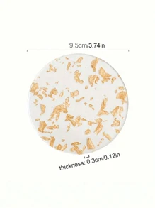 2/4/6pcs Gold Foil Acrylic Coasters - Deluxe Tea Cup Insulation Coasters - Stylish Round Tabletop Protection Home Decor Set - Multicolor - View 5