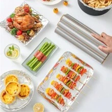 1pc Bao bì thực phẩm đa chức năng & Giấy bạc nướng, Giấy bạc nướng BBQ dày, Giấy bạc chiên không dầu, Giấy bạc lò nướng, Dụng cụ nướng - Bạc - Xem 4