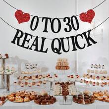 1 Set 30th Birthday Decorations, Party Supplies Including Black Rose Gold Glitter Happy Birthday Banner - Multicolor - View 8