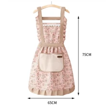 Delantal de estilo princesa con encaje floral, con bolsillo práctico para limpiar las manos, resistente al agua y al aceite, de uso múltiple para la cocina y la sala de estar