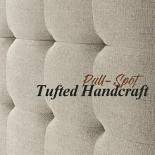 Wood Platform Bed Frame With Upholstered Tufted Headboard – Solid Wood Construction, No Box Spring Required - 核桃 - 查看 9